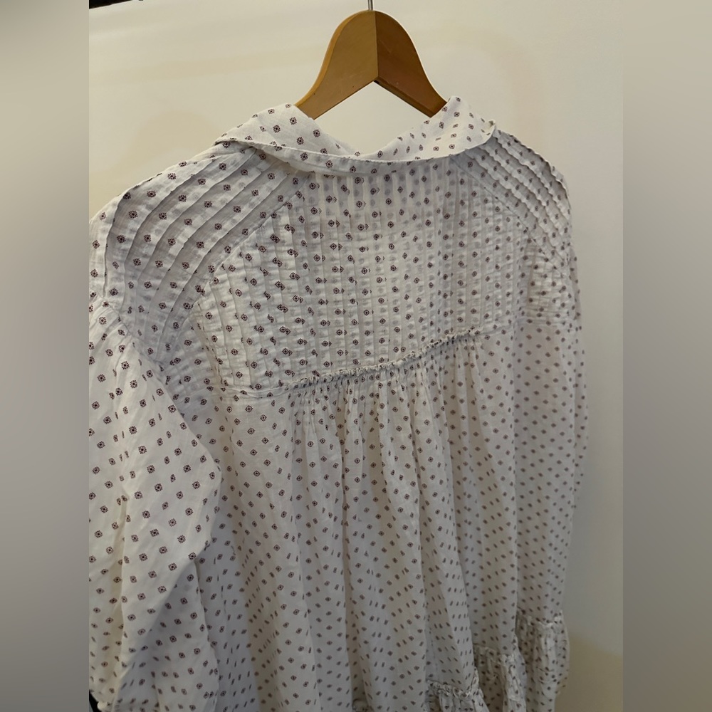 Free People Oversized Prairie Swing Dress White w/Purple Floral Pattern Small - Picture 5 of 6